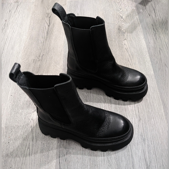 L'intervalle Wolfe Boots Black Platform Leather Chelsea Size 40 (10) Goth - Picture 6 of 10